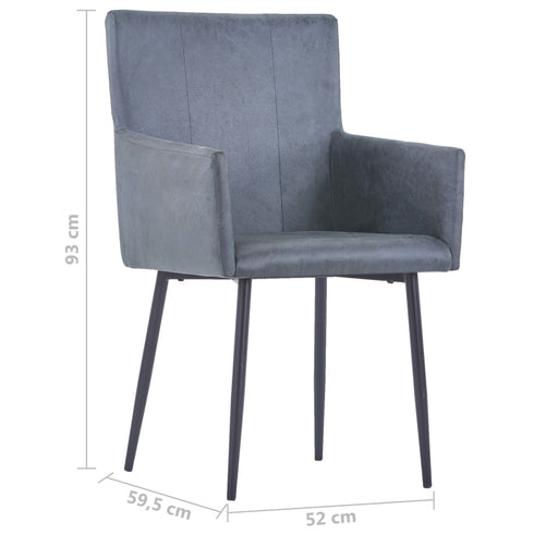 Swen Studio -  Dining Chairs with Armrests 6 pcs Grey Faux Suede Leather